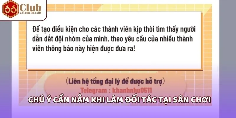 Chú ý cần nắm khi làm đối tác tại sân chơi